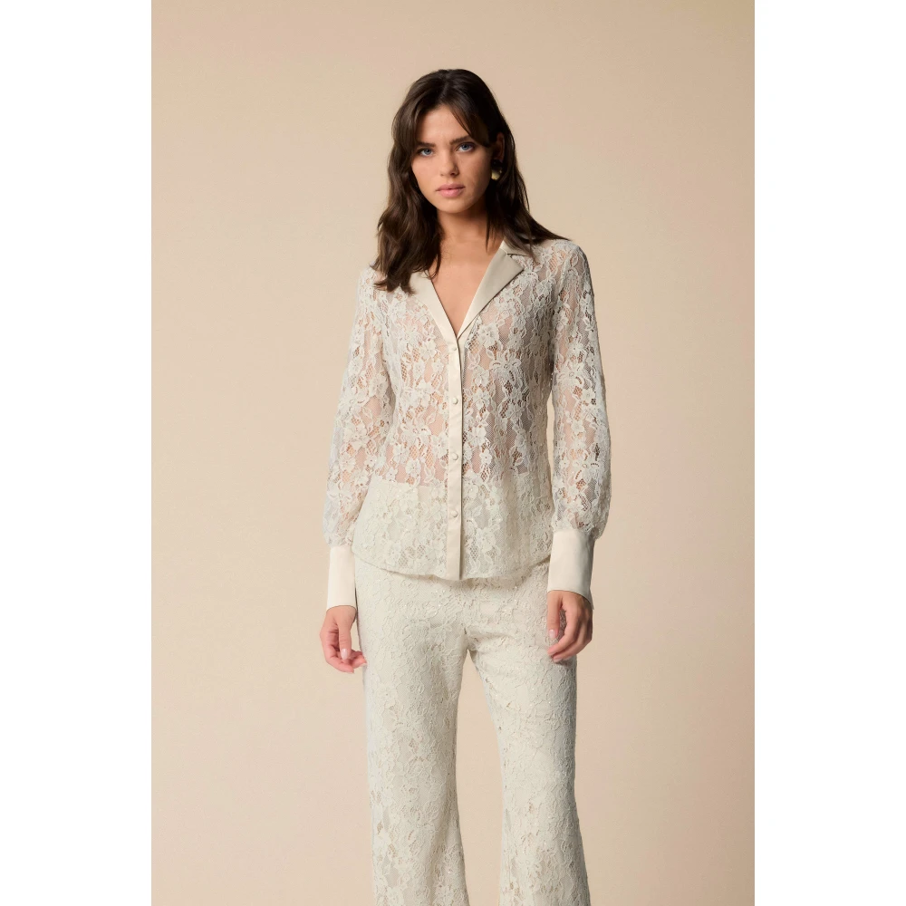Kocca Ivoor Kantknoopshirt White Dames
