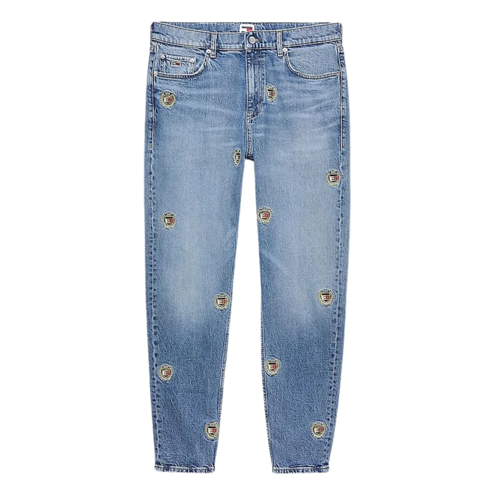 Tommy Hilfiger Vervaagde Denim Jeans met Geborduurde Patches Blue Heren