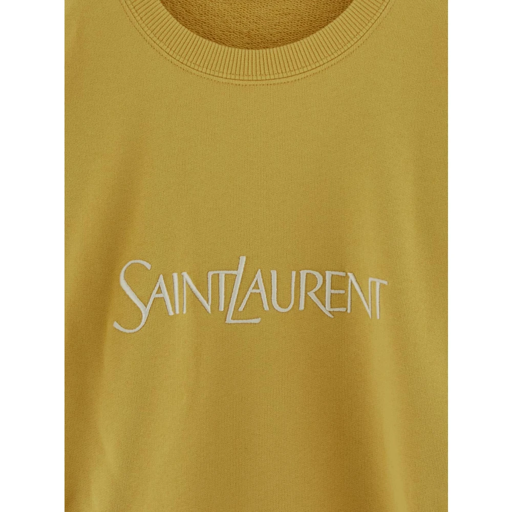 Saint Laurent Cotton Logo Sweatshirt Yellow Heren