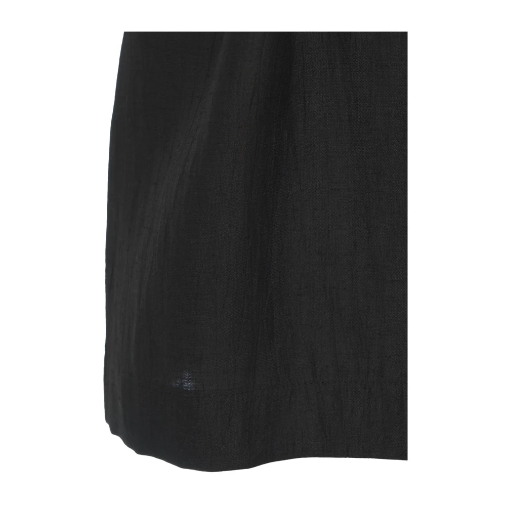 Kaos Zwarte Blazer met V-hals en Tailleband en Zijsplitten Black Dames