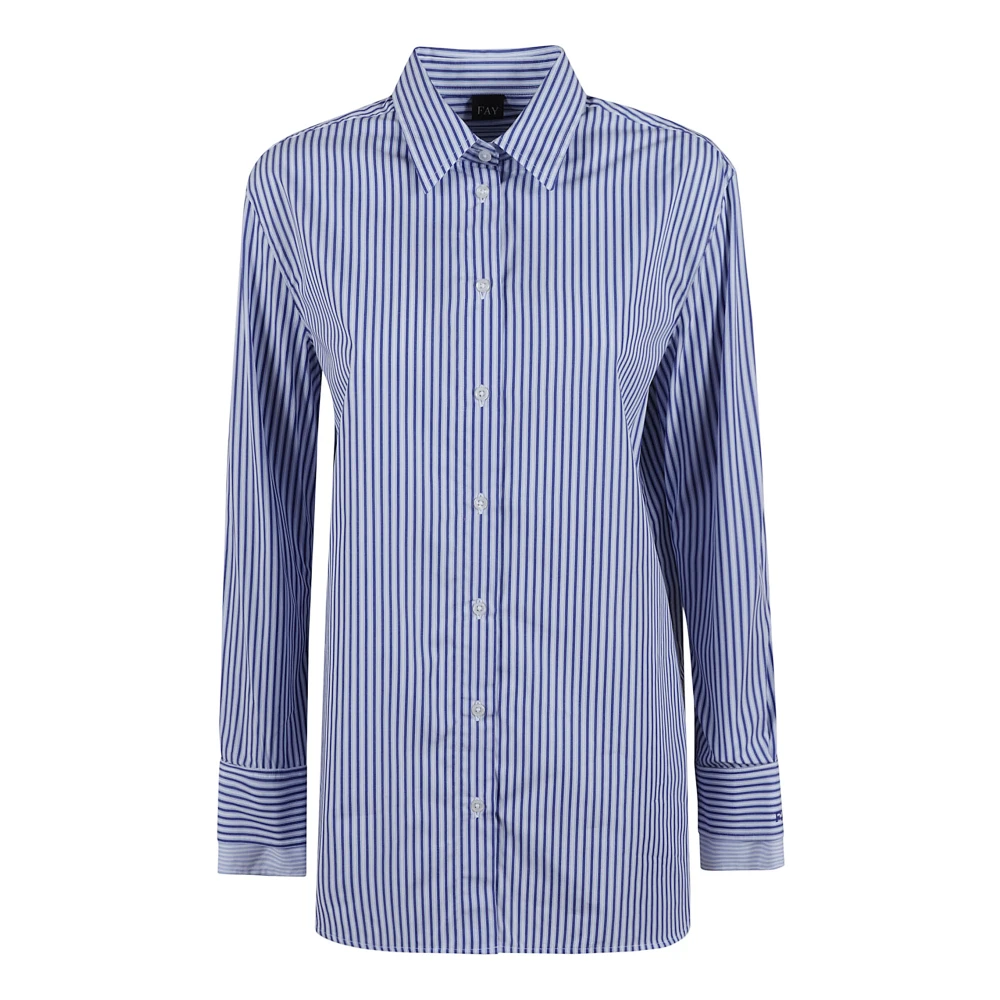 Fay Blauw Gestreept Katoenen Overhemd Blue Dames
