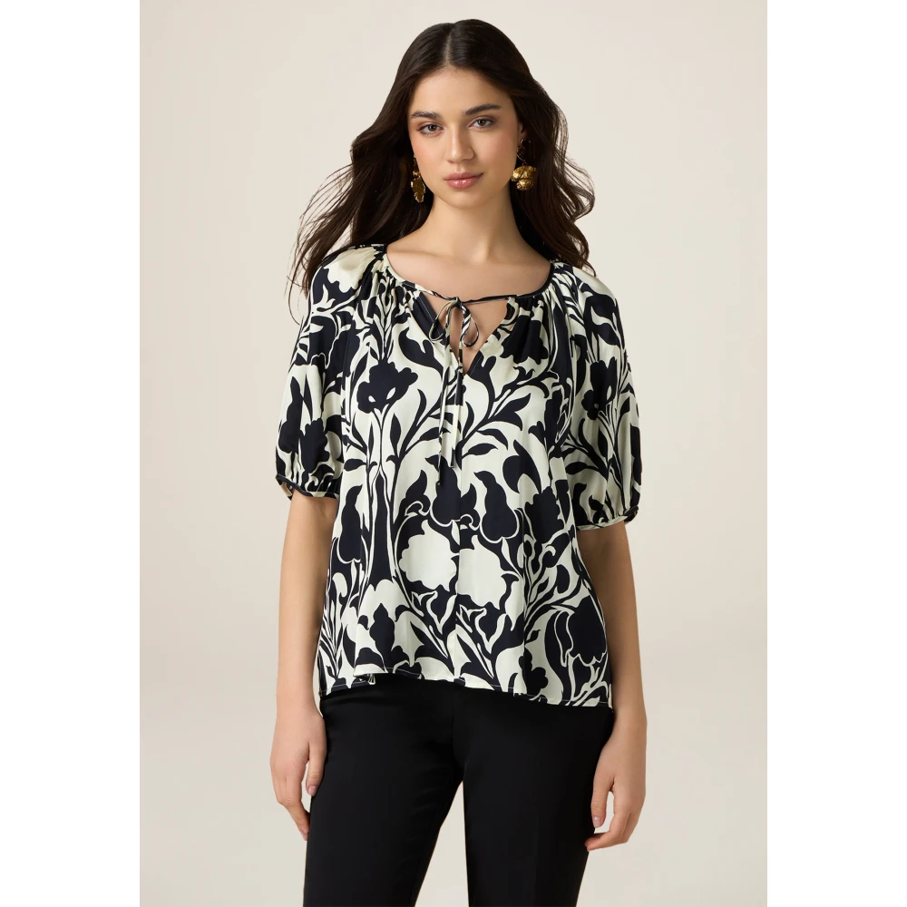 Oltre Satin blouse met bloemenpatroon Multicolor Dames
