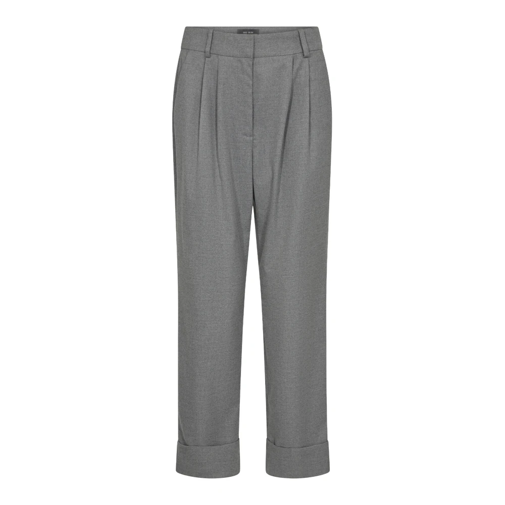 MOS MOSH Klassieke Frontplooi Broek Sharkskin Gray Dames