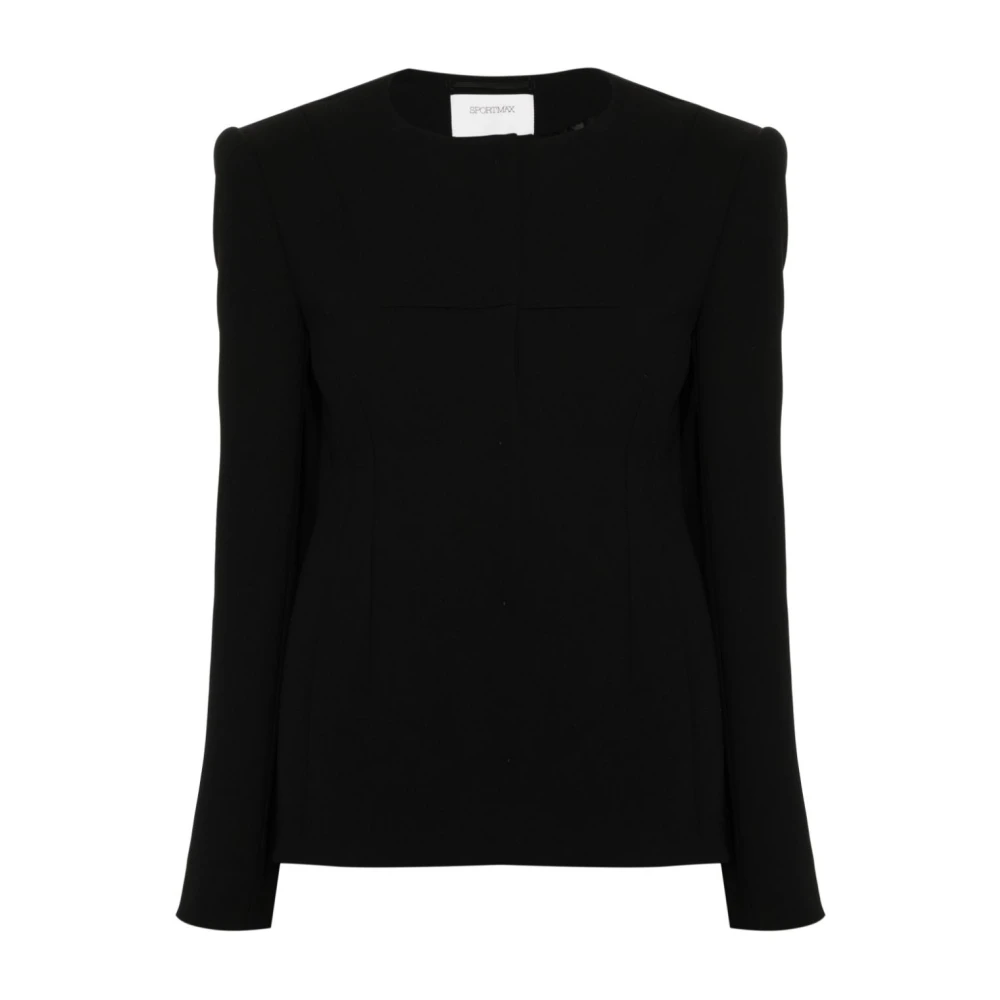 SPORTMAX Op Maat Gemaakte Zwarte Jas met Dartdetails Black Dames