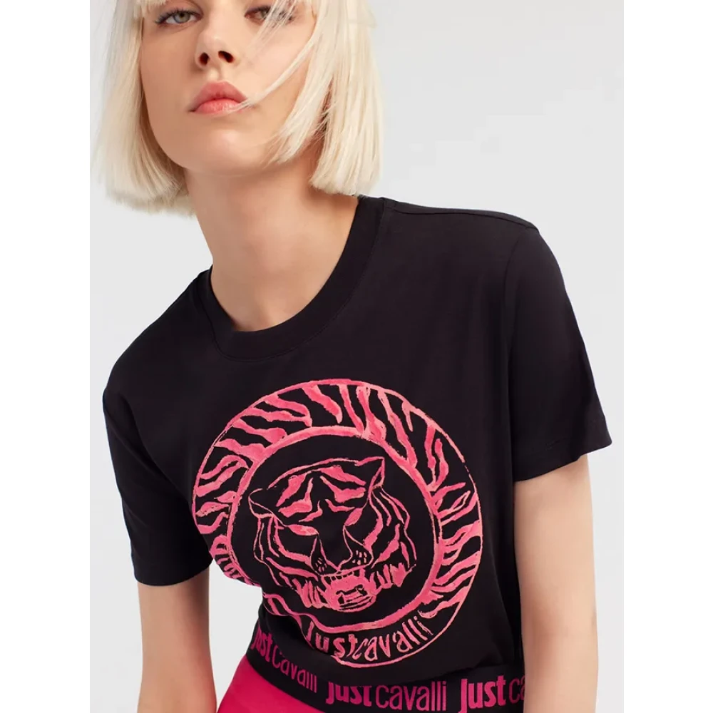 Just Cavalli Tiger Cavalli T-shirt Aw23 Collectie Black Dames
