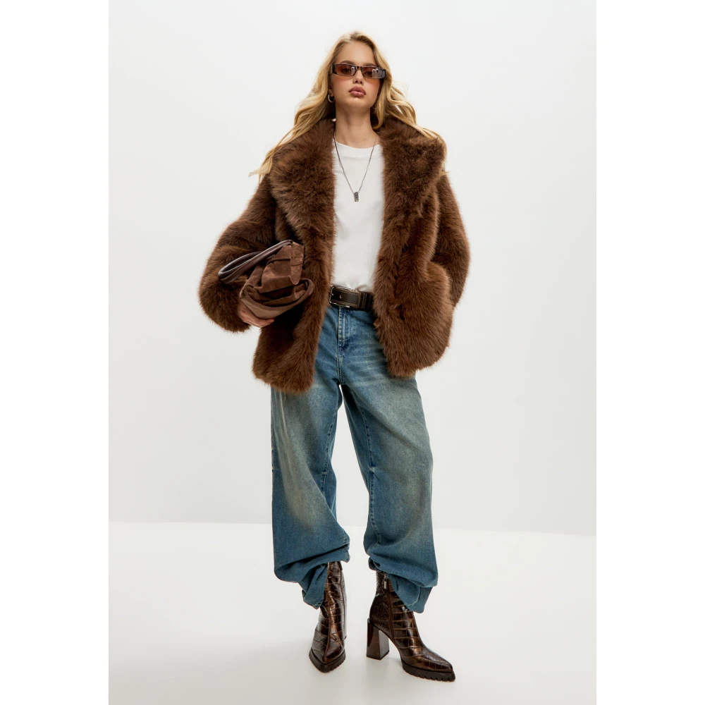 Cesare Gaspari Faux Fur & Shearling Jackets Brown Dames