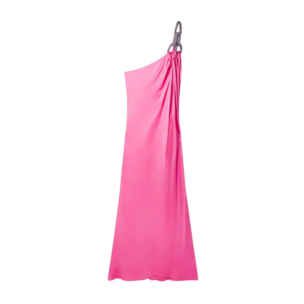 Stella Mccartney Roze Satijn One-Shoulder Ketting Jurk Pink Dames