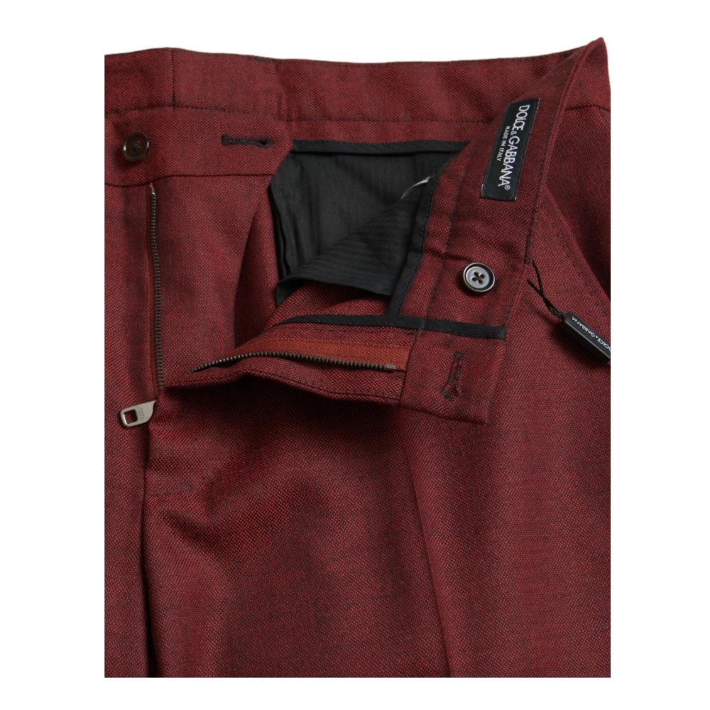 Dolce & Gabbana Maroon Slim Fit Wool Dress Pants Brown Heren