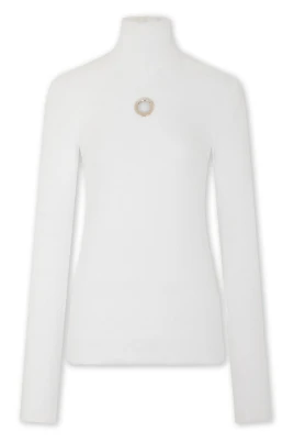 Vit Turtle-neck Stickad Topp