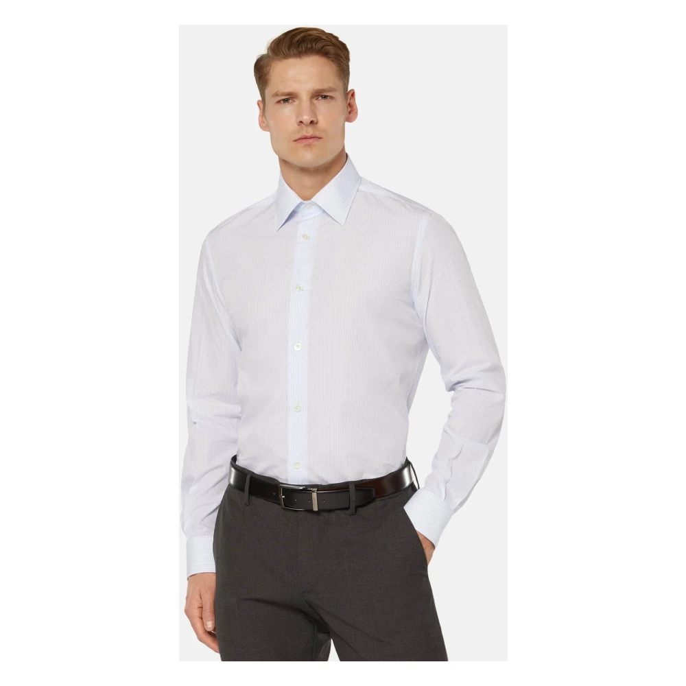 Boggi Milano Regular Fit gestreept katoenen overhemd Blue Heren
