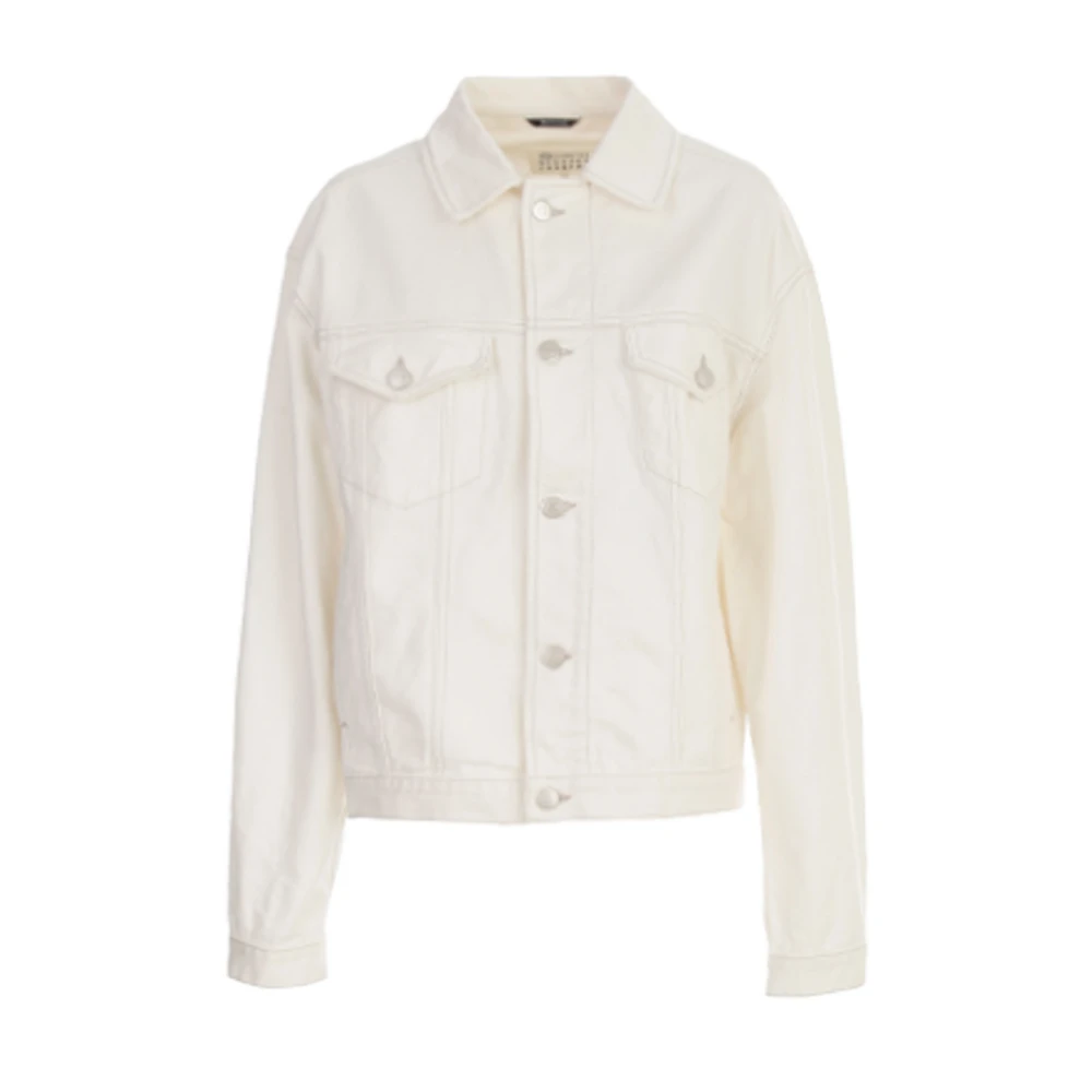 Maison Margiela Witte Oversized Denim Jack met Zakken White Dames