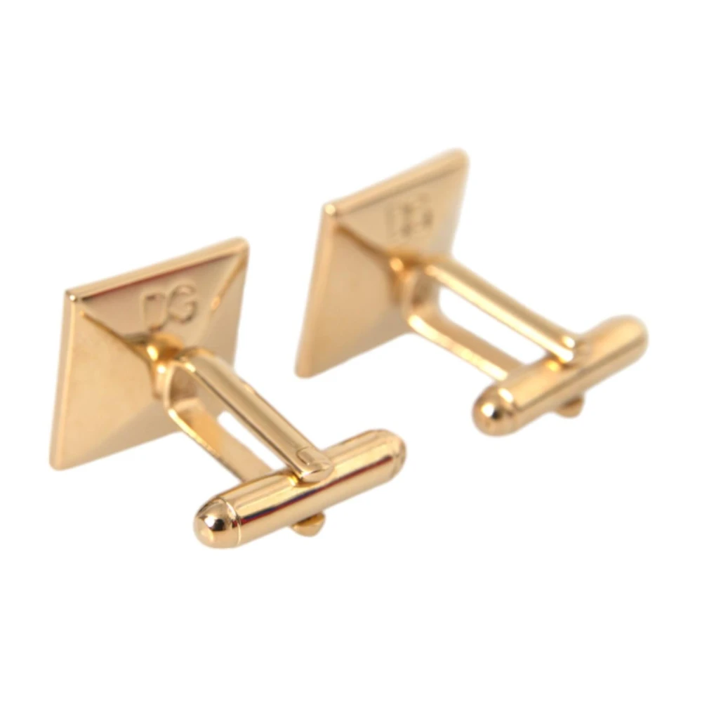 Dolce & Gabbana Kristallen Vierkante Pin Manchetknopen Goud Roze Yellow Heren