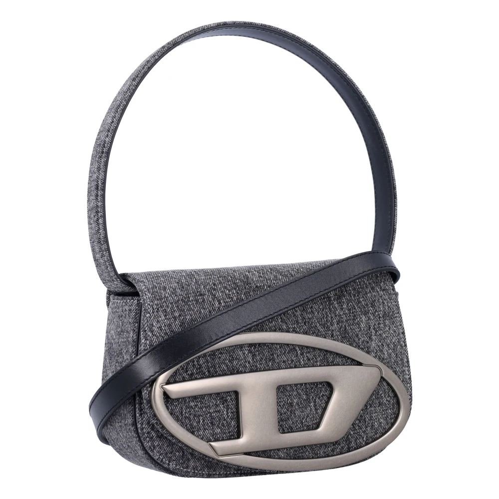 Diesel Stonewashed Denim Tas met D Plaque Gray Dames