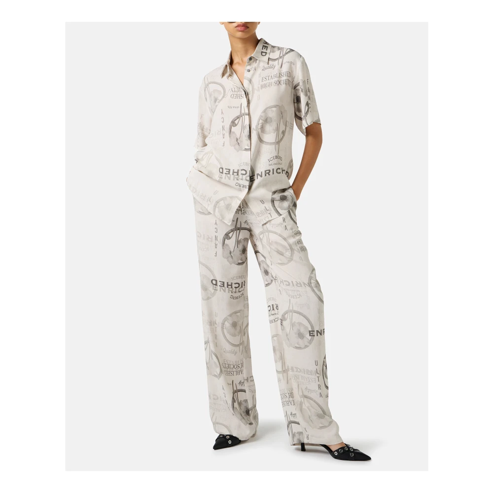 Iceberg Regular fit korte mouwen overhemd van RCS-gecertificeerde dubbele viscose georgette Beige Dames