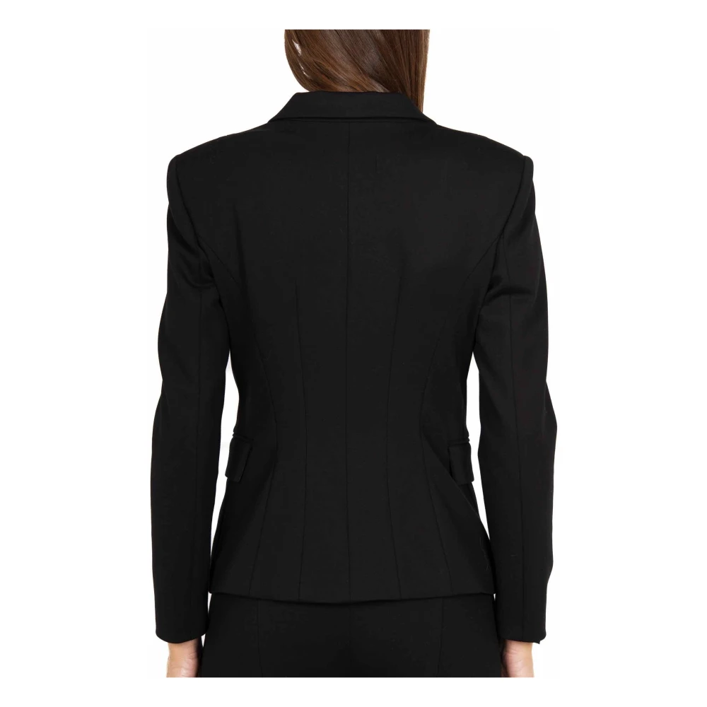 Liu Jo Zwarte dubbelrijige blazer met gouden knopen Black Dames