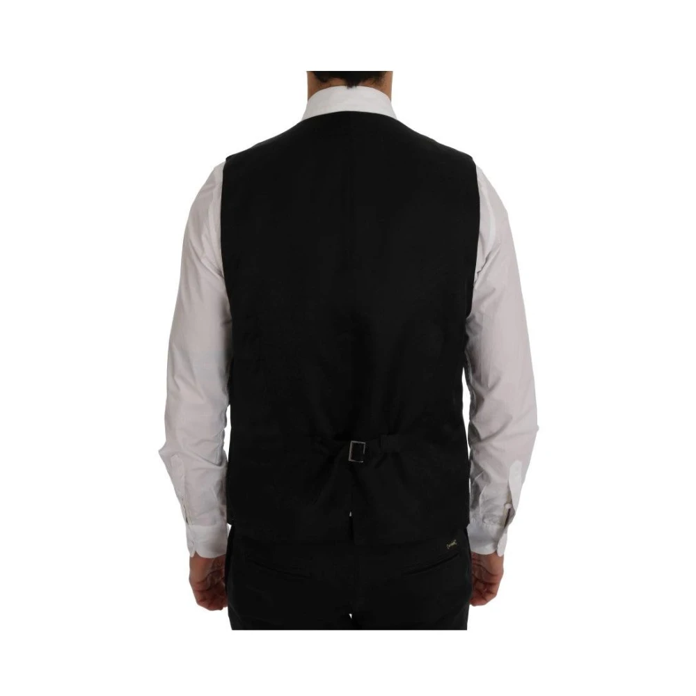 Dolce & Gabbana Gestreepte wollen vest met knoopsluiting Black Heren
