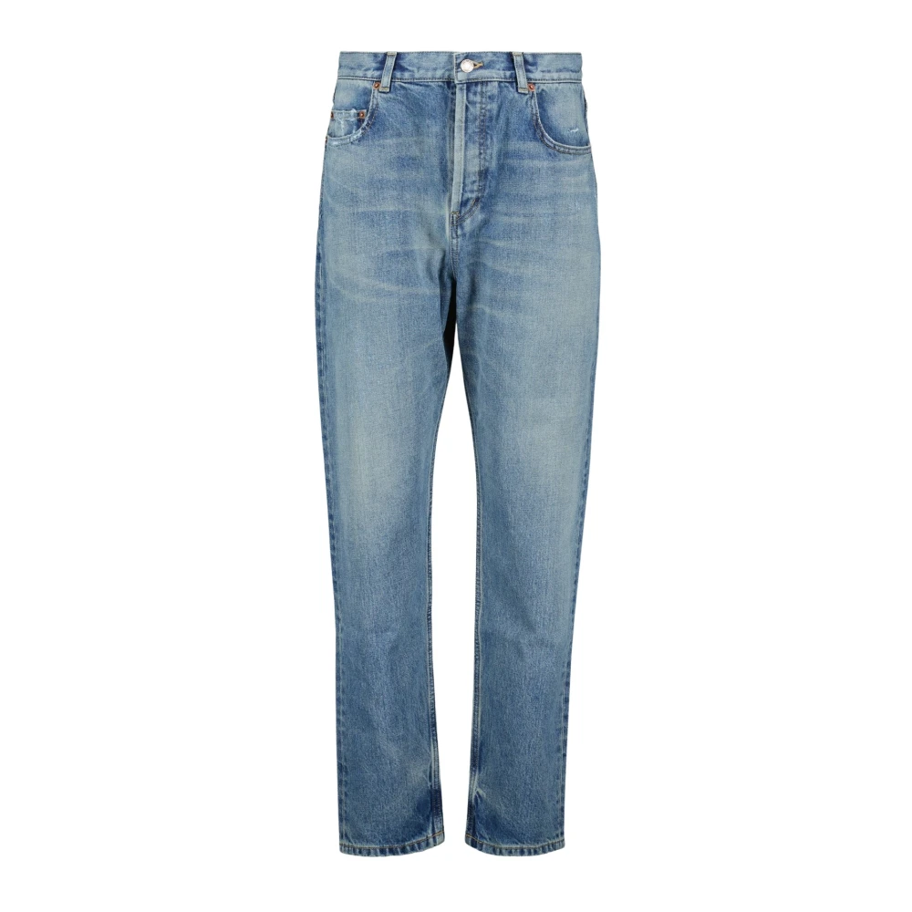 Saint Laurent Blauwe Gewassen Straight Cut Jeans Blue Dames