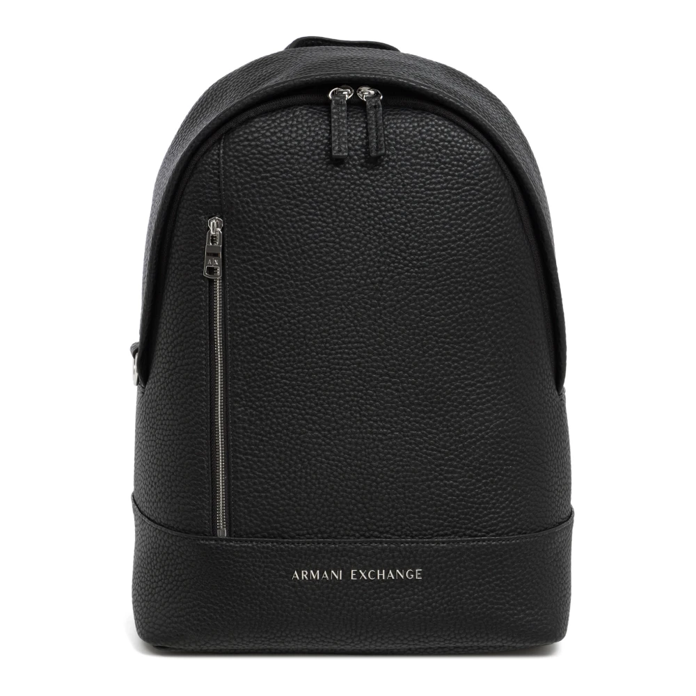 Armani Exchange Men's Black Backpacks, One Size, Stylish Zip Closure Multipocket Backpack