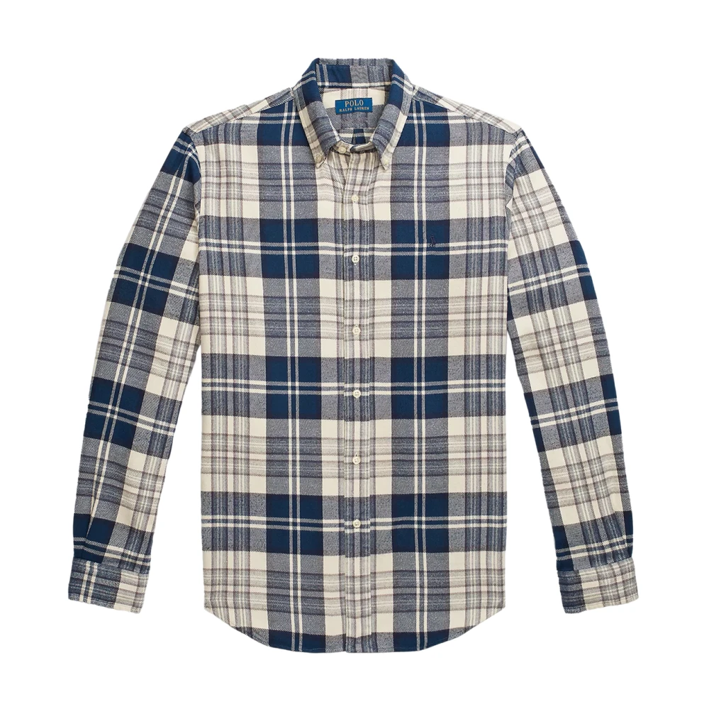 Ralph Lauren Polo flanellen shirt custom fit Blue Heren