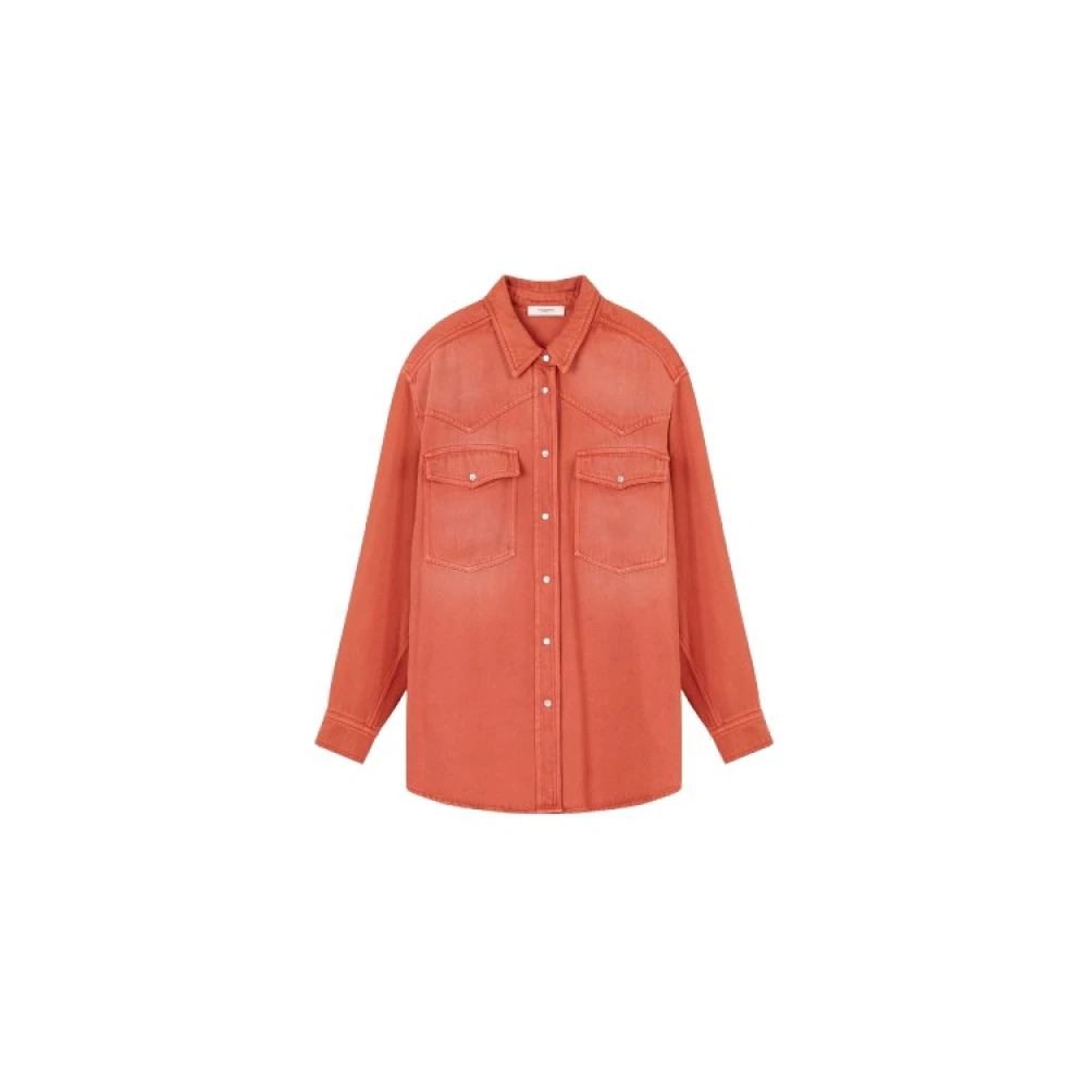 Isabel Marant Étoile Denim Oversized Shirt met Lange Mouwen Orange Heren