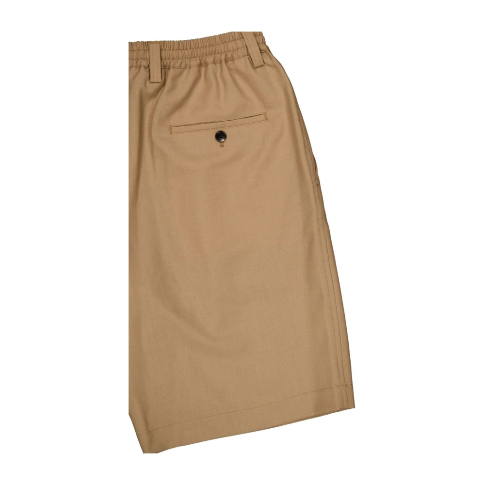 Marni Bruine Wollen Bermuda Shorts met Plooien Brown Heren