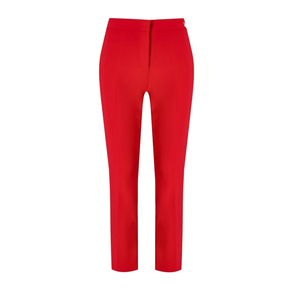 Elisabetta Franchi Rode Passie Crêpe Broek met Gouden Band Red Dames