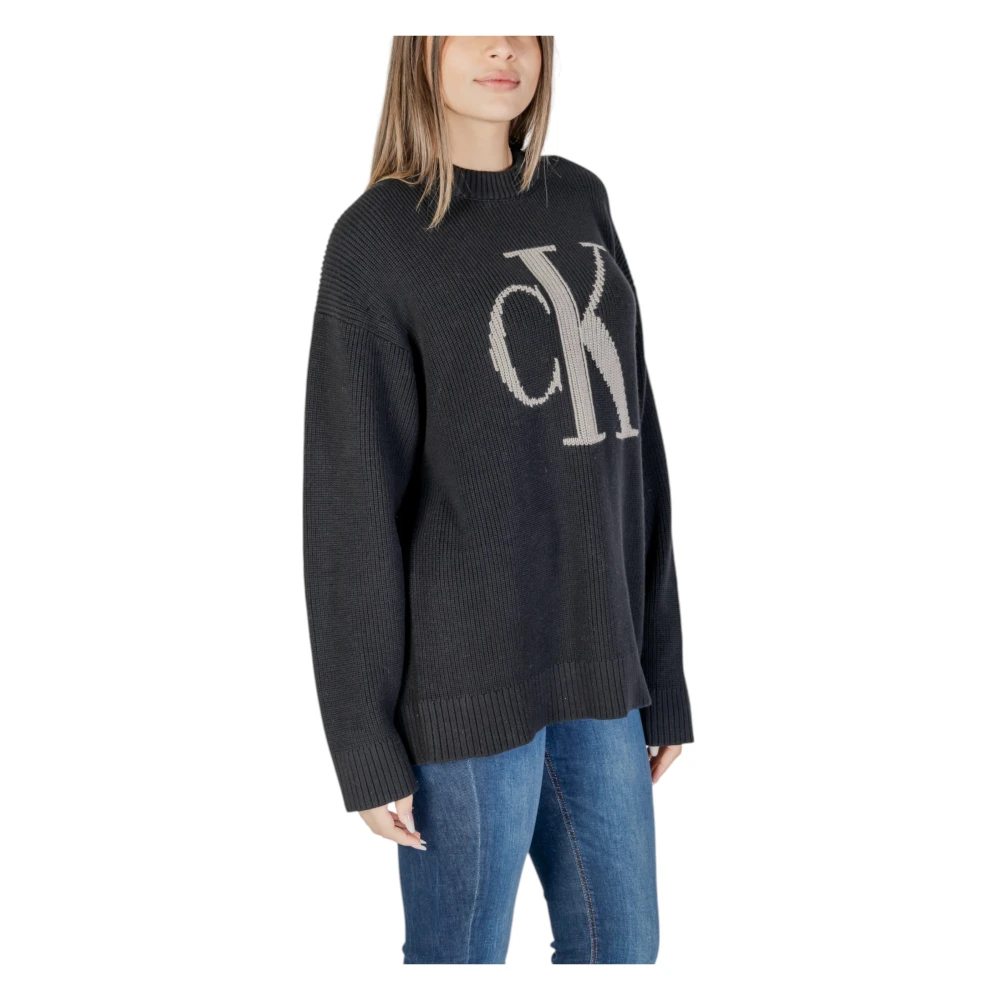 Calvin Klein Jeans Casual Relaxte Fit Sweatshirt Vrouwen Lente Zomer Black Dames