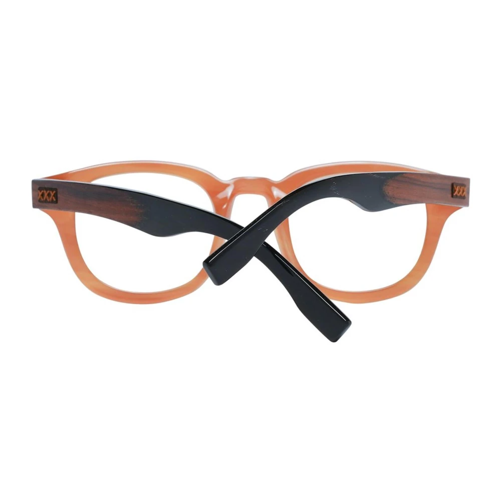 Ermenegildo Zegna Bruine Ronde Kunststof Optische Monturen Brown Heren