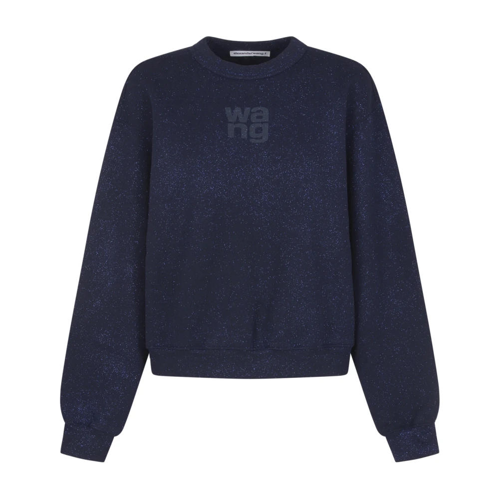 Alexander wang Glitter Essential Terry Sweatshirt met Puff Logo Blue Dames