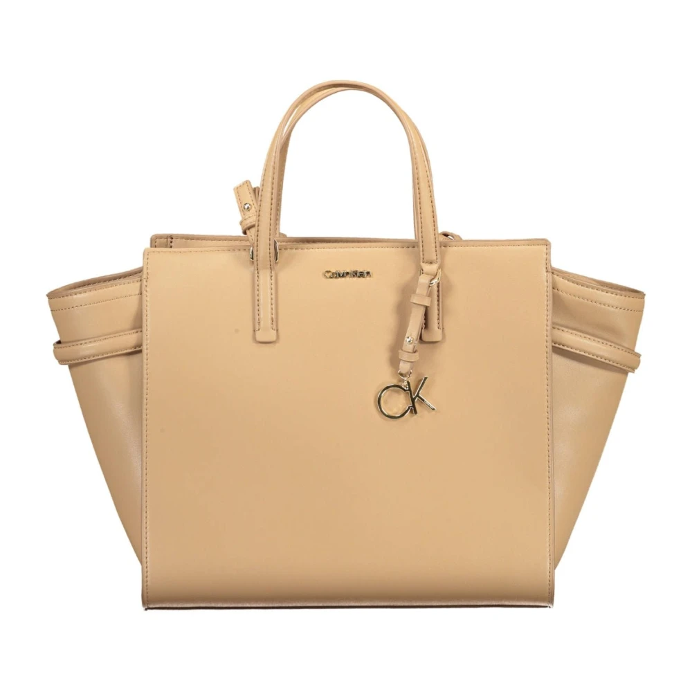 Calvin Klein Women's Beige Handbags, One Size, Polyester Handbag With Contrasting Details