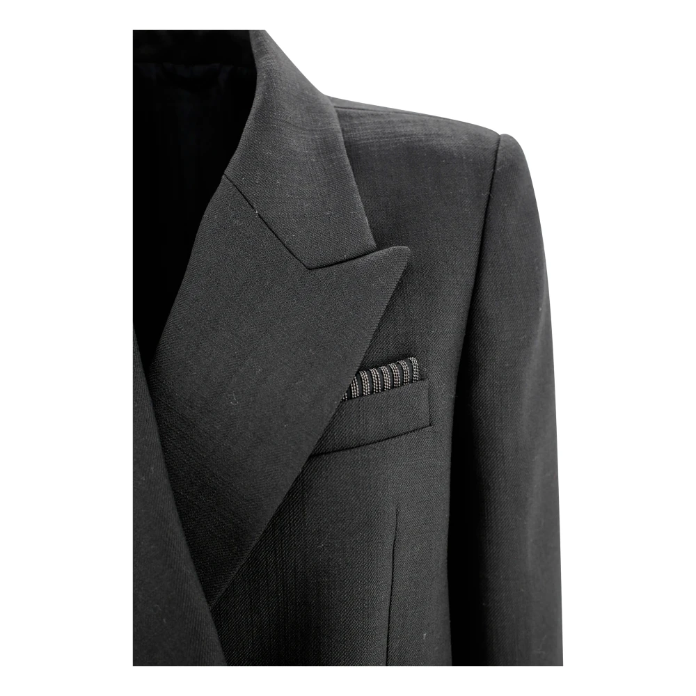 BRUNELLO CUCINELLI Zwarte wollen jas met zijden voering Black Dames
