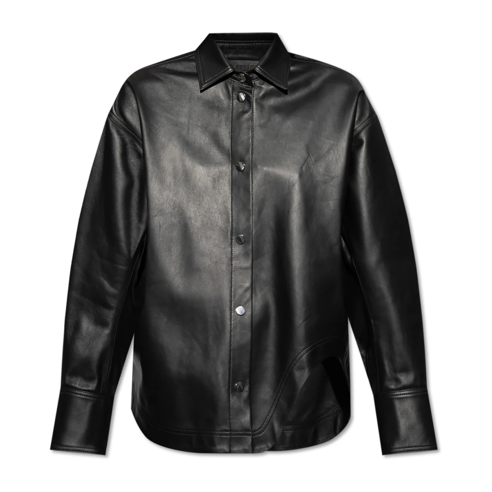 The Attico Leren overhemd Black Dames