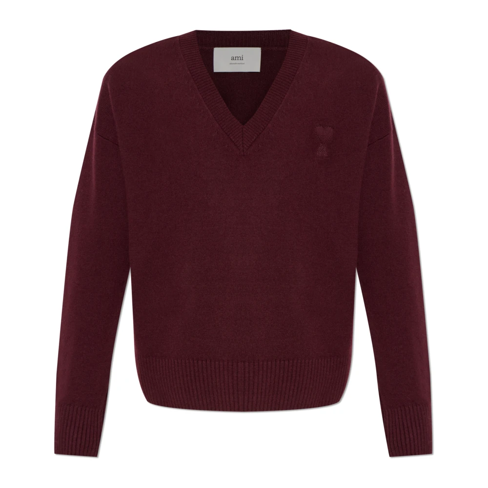 Ami Paris Unisex Rosso Maglione Di Lana