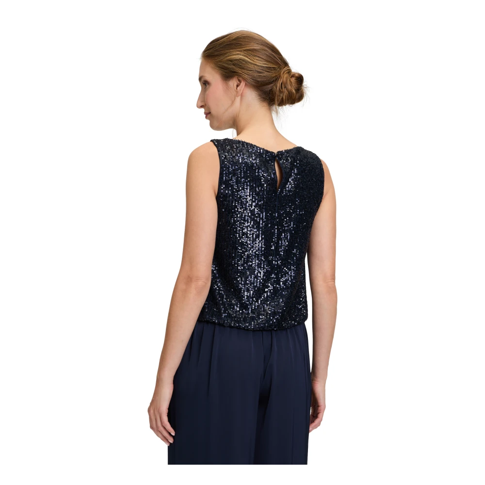 Vera Mont Paillettentop Glitter Look Blue Dames