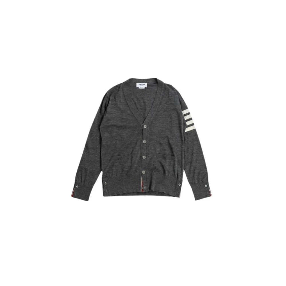 Thom Browne Grijze Wollen Vest met Tricolor Strepen Gray Heren