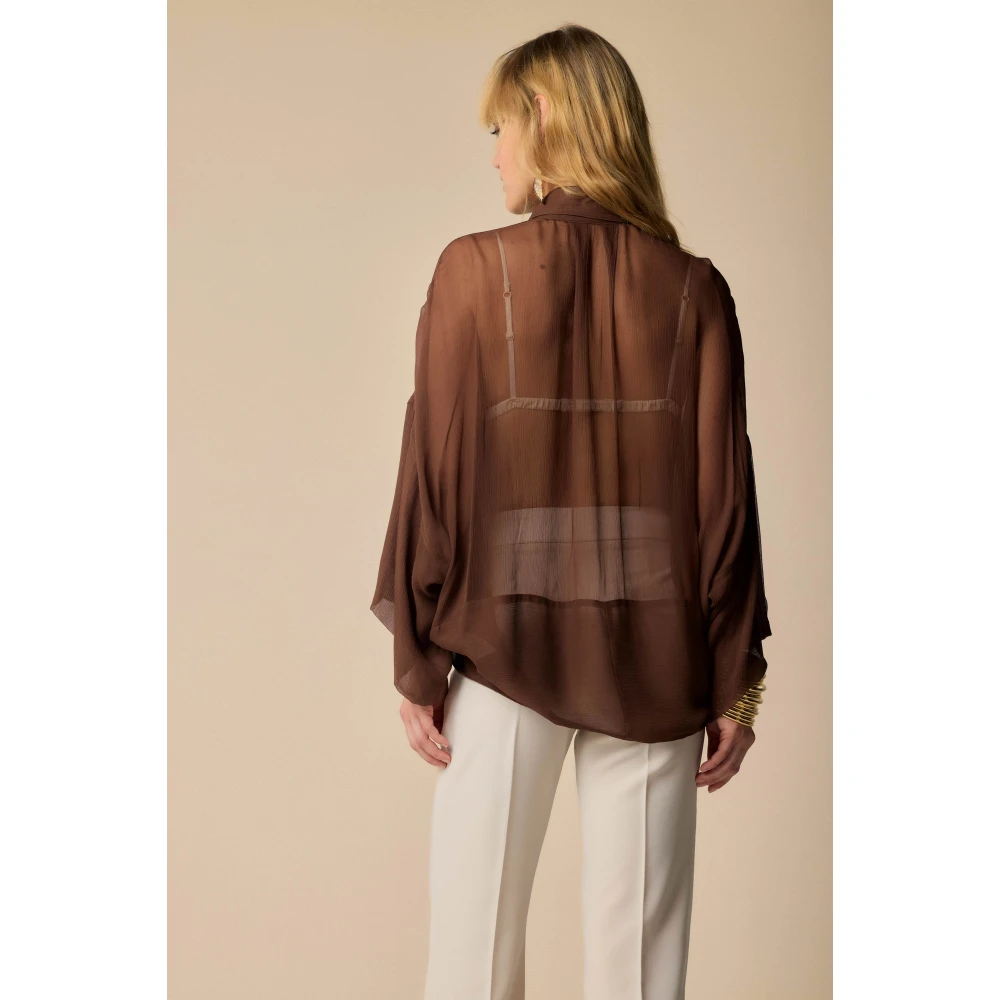 Kocca Maroon Sheer Blouse met Gouden Sluiting Brown Dames