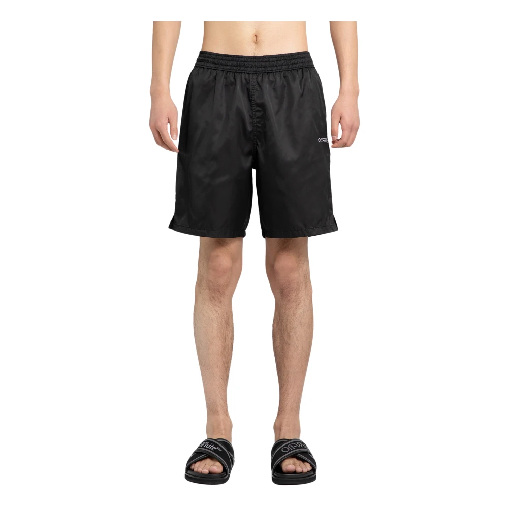 Off White Zwart Wit Surfer Swimshorts Black Heren