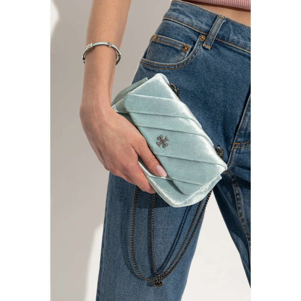 TORY BURCH Fluwelen schoudertas Kira Mini Blue Dames