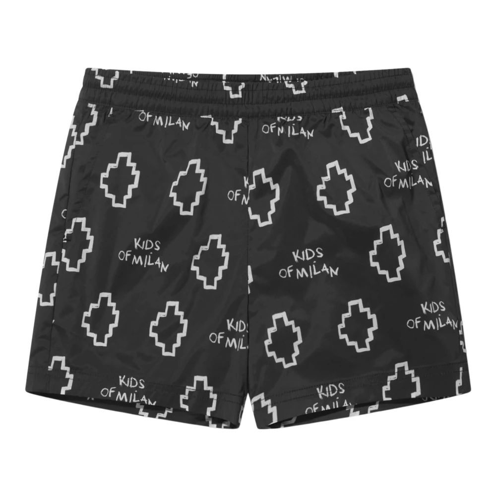 Marcelo Burlon Men's Black Logo Print Swim Shorts
