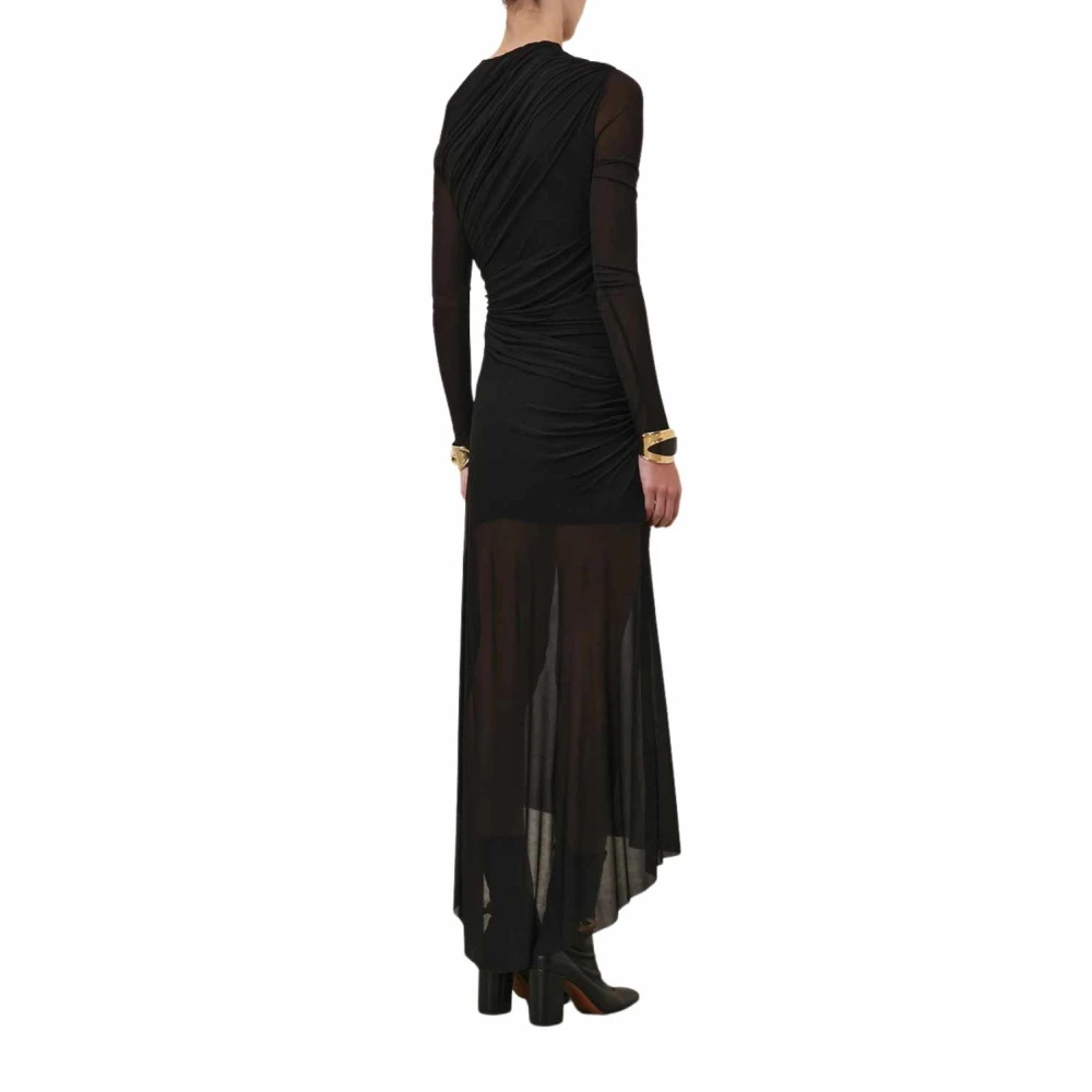 Zimmermann Zwarte Midi Jurk met Geplooide Taille en Asymmetrische Halslijn Black Dames