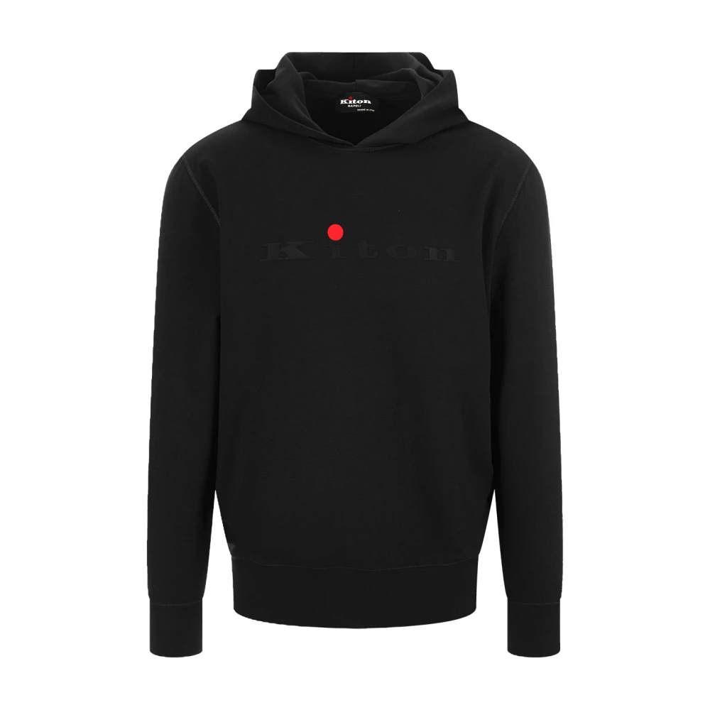 Kiton Zwarte Katoenen Hoodie met Logo Black Heren