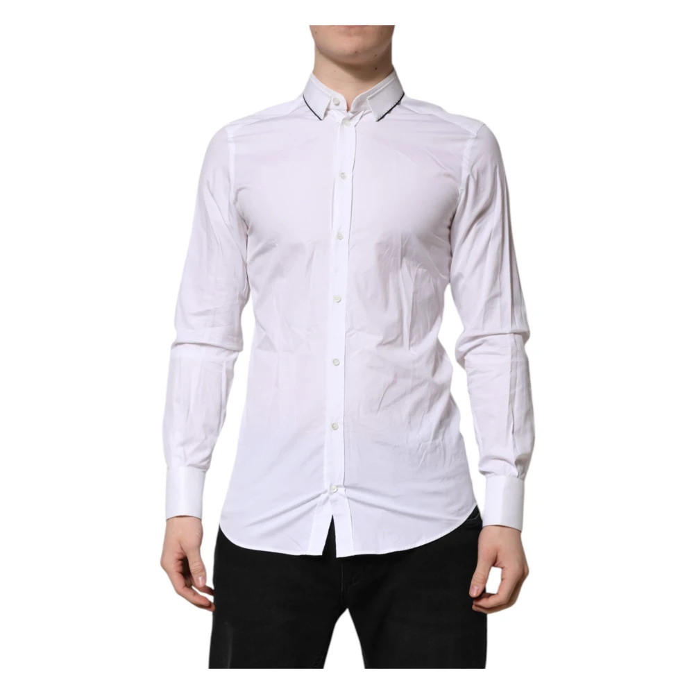 Dolce & Gabbana Men's White Cotton Long Sleeves Formal Shirt