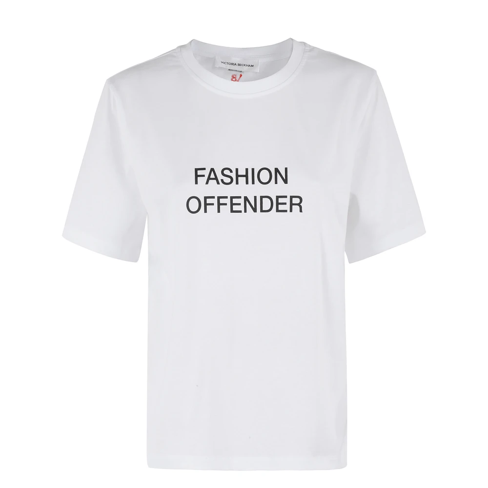 Victoria Beckham Stijlvolle Slogan Tee White Dames