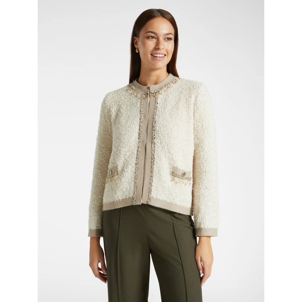 Elena Mirò Korte Geborduurde Vest Beige Dames