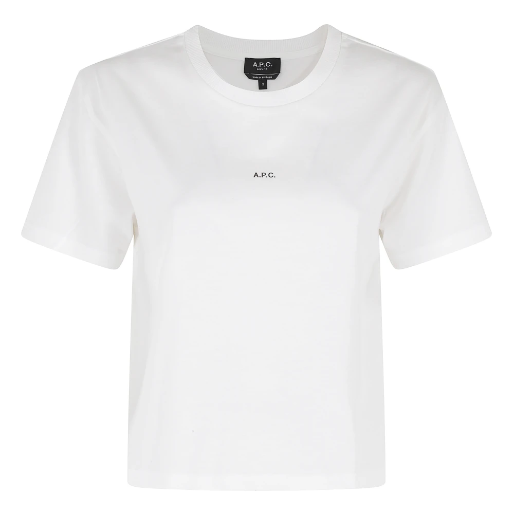 A.p.c. Women's White T-Shirts, Xs, Boxy Logo T-Shirt