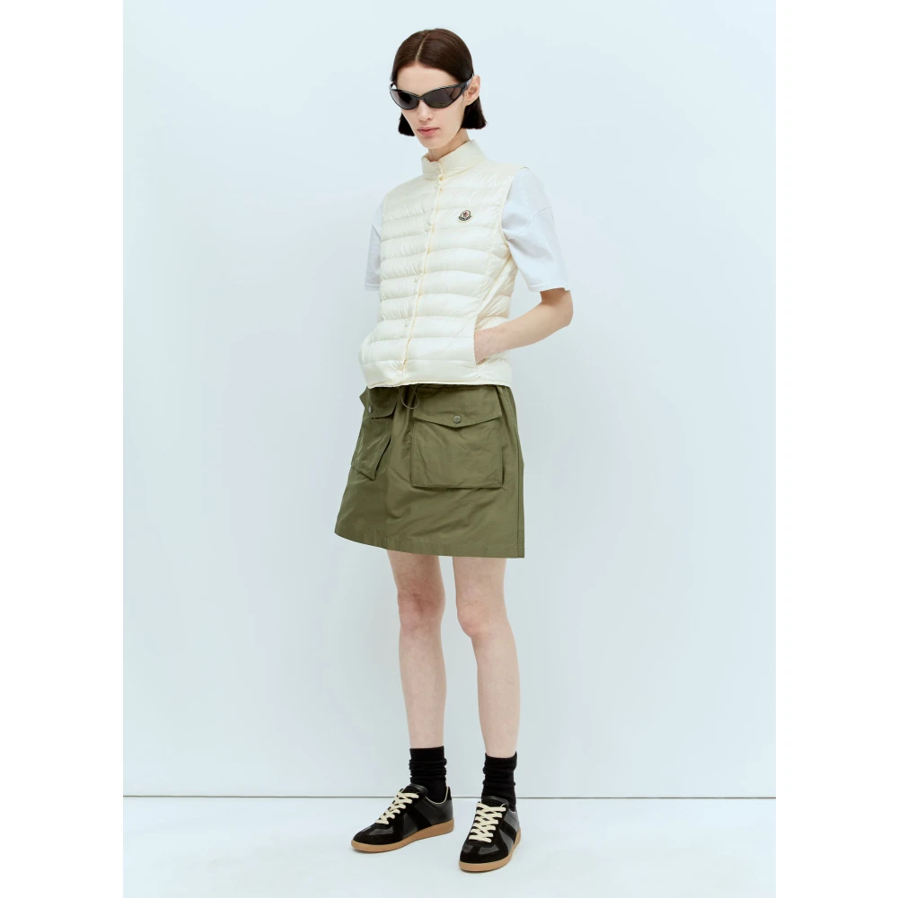Moncler Gewatteerd Nylon Dons Gilet Beige Dames