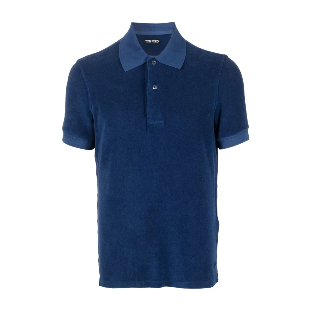Tom Ford Blauwe Towelling-Finish Polo Shirt Blue Heren