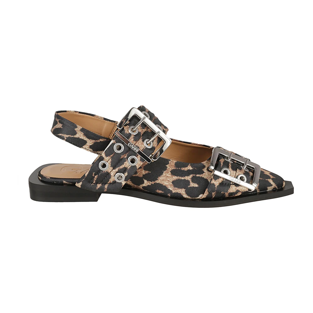 Ganni Women's Brown Feminine Buckle Ballerina - Ballerina Shoes - 5 Uk - Shoes