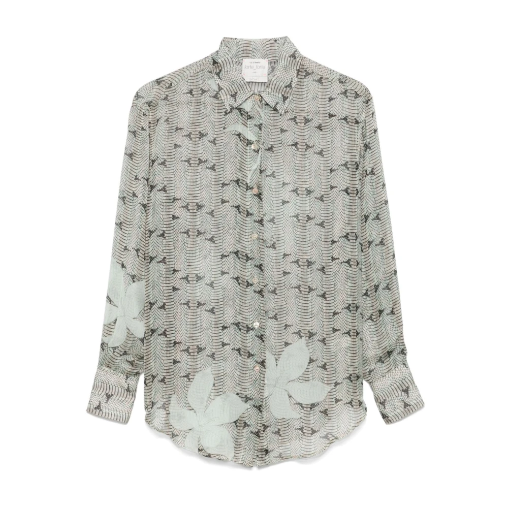 Forte Grijze Button-Up Shirt met Box-Pleat Detail Gray Dames