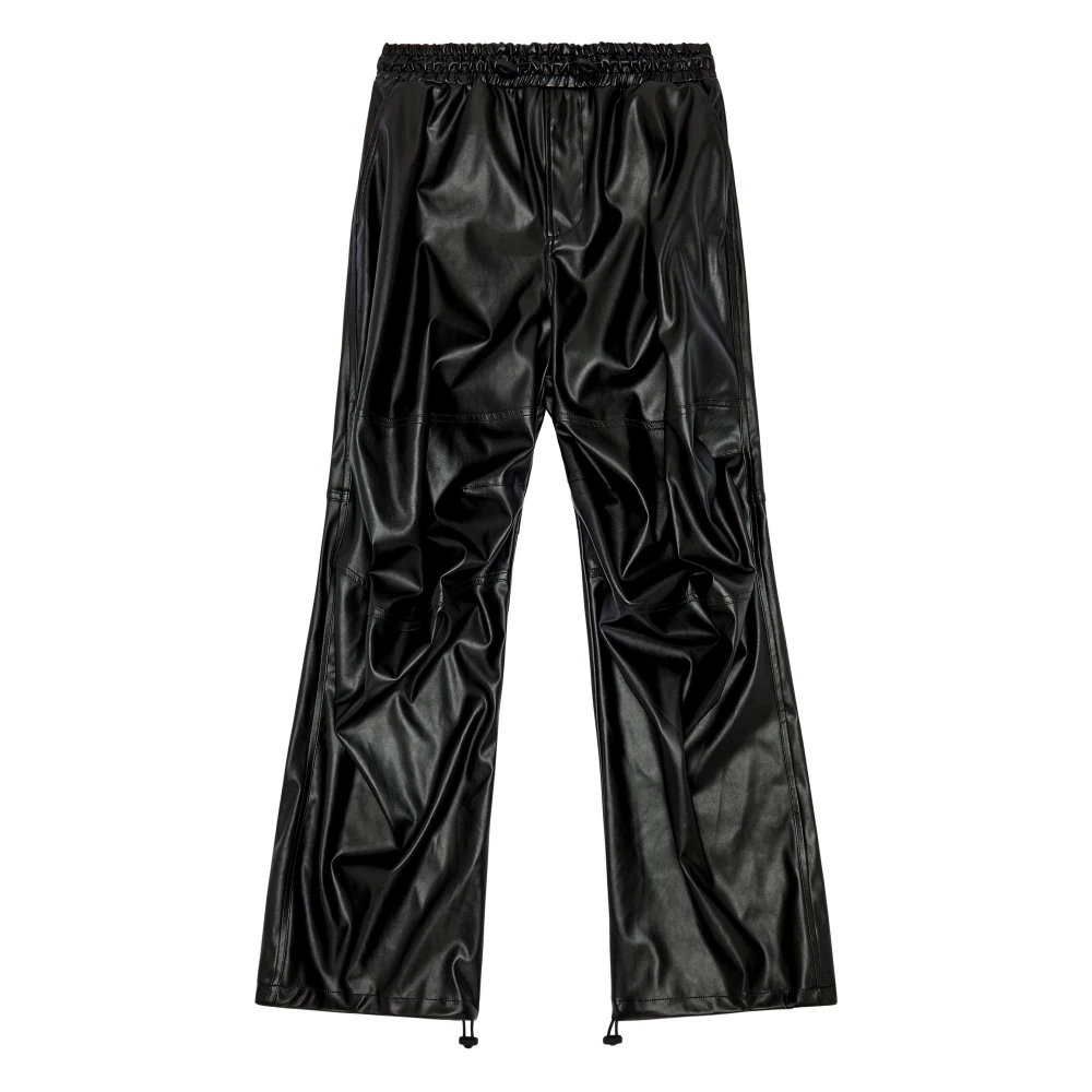 Diesel Oversized cargo pants in coated fabric Black Dames